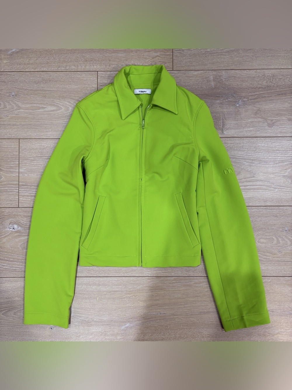 Miaou Acid Lime Green Zip Up Jacket Sporty Y2K Size XS